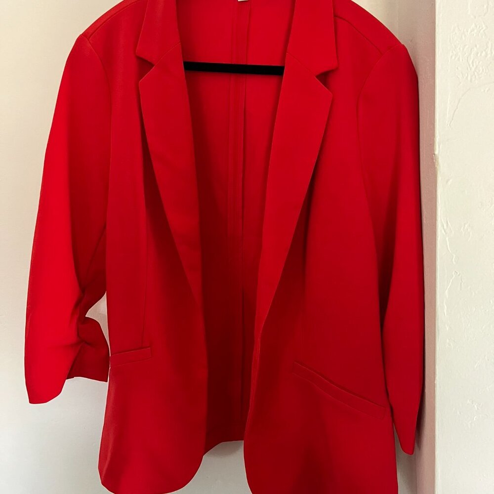 Women's Red Blazer, Lightweight Slim Fit - Petite Large